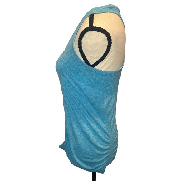 Women’s Athleta TURQUOISE Fastest Track Runched Racer Back Tank Top Sz Medium - Picture 2 of 5